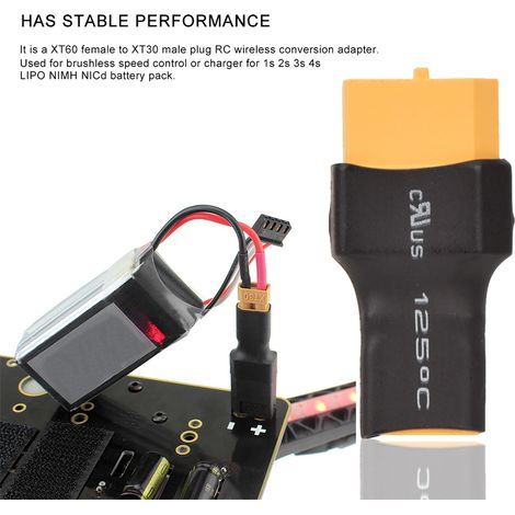 Adaptateur XT60 Femelle vers XT30 Mâle pour Drone FPV et Modélisme RC (1/5)