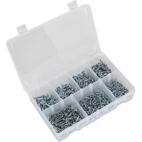 Sealey Self-Drilling Screw Assortment 500pc Pan Head Phillips Zinc AB060SDS