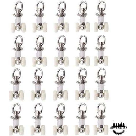 20 Pièces Rouleaux de Rail Planeur de Voie de Rideau Plastique Twin à roulettes en Alliage d'aluminium