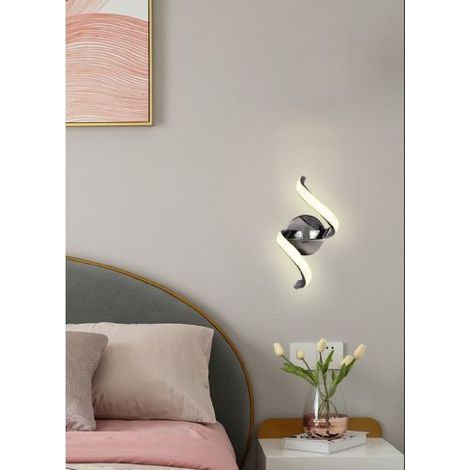 Trade Shop - LED Wandleuchte 9Watt gebogen Spirale Kaltes Licht natürliches warmes E58 Silber -