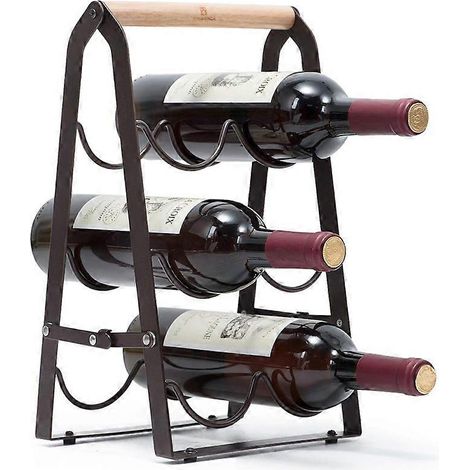 Casier à vin 6 bouteilles, casier à vin pliable en métal, petit casier à vin, pour bouteilles étroites (1/5)