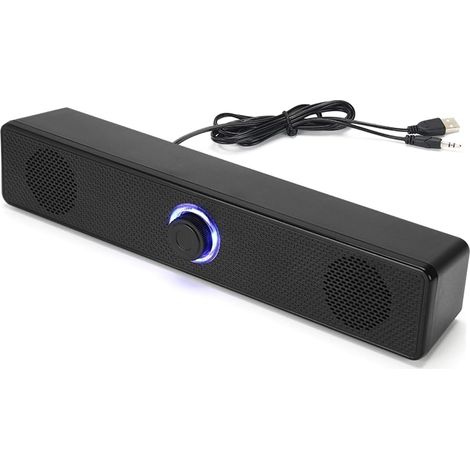 Haut-parleur de barre de son TV - Noir - Haut-parleur home cinéma sans fil avec contrôle du volume - Système de son avec basses profondes pour projecteur, ordinateur portable, PC, TV (1/5)