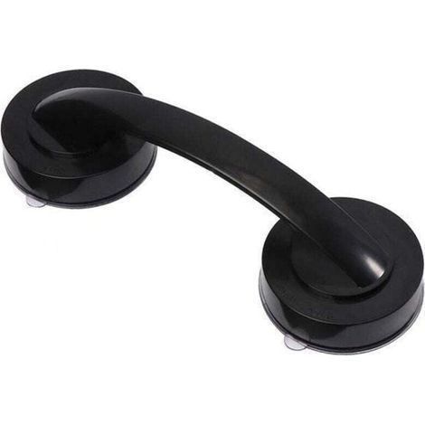Poignée de douche simple sans perforation - Ventouse verrouillable - Poignée de douche pour personnes âgées avec poignée à ventouse - Noir (1/4)