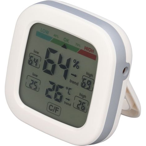 Thermomètre d'ambiance avec écran couleur, affichage des taux d'humidité maximum et minimum, capteur d'humidité haute précision pour chambre, bureau et cuisine. (1/5)