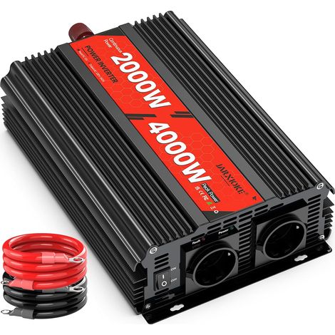 Convertisseur 12v 220v 2000w Onduleur à Onde Sinusoïdale Modifiée  2 Prises CA, Protection Multiples pour Voiture Camping Caravane Énergie Solaire Urgence (1/5)