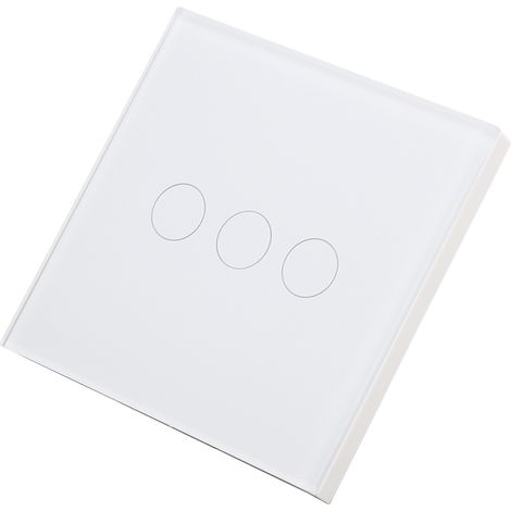 Interrupteur mural tactile en verre trempé blanc, va-et-vient unipolaire sans neutre, commande par toucher, 110-240VAC, finition élégante. (1/5)