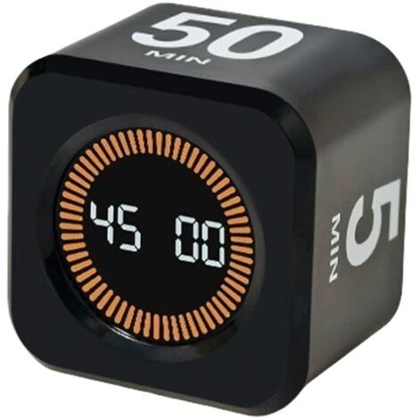 Minuteur visuel cubique, minuteur Pomodoro rotatif, 5/10/25/50 minutes et compte à rebours personnalisable, modes silencieux et sonnerie, rechargeable par USB-C, minuteur de cuisine, blanc