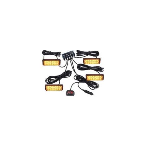 Lampe flash stroboscopique 12 LEDs pour voiture, feux de détresse, feux clignotants d'urgence, 8 modes, étanche IP68, avec boîtier de contrôle universel pour voiture 12V 24V, camion, remorque, caravan (1/4)