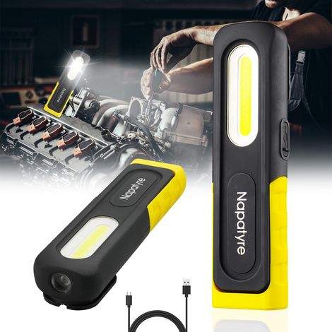 Lampe Torche LED Rechargeable, 2000mAh Lampe de Travail avec Base Magnétique à 180 Degrés, 3 Modes Lampe de Poche LED Ultra Puissante pour Camping/Randonnée/Urgence (1 Pièces)
