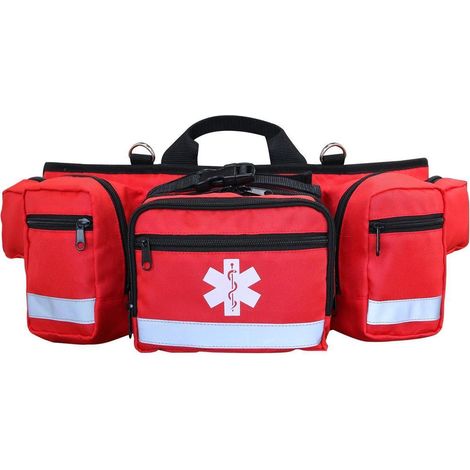 Erste Hilfe Bauchtasche mit Reflektor für Outdoor & Wandern (Rot)