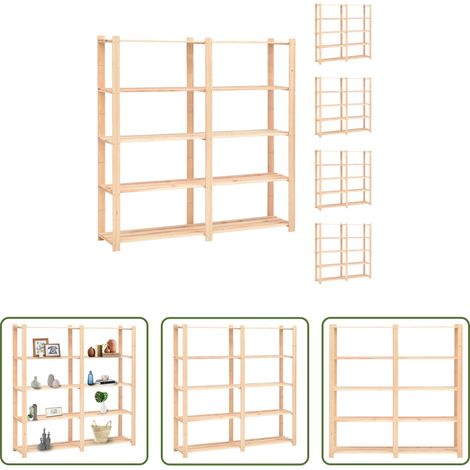 Lagerregal -  Lagerregale 5 Böden 5 Stk. 170x38x170cm Massivholz Kiefer 500kg (1/5)