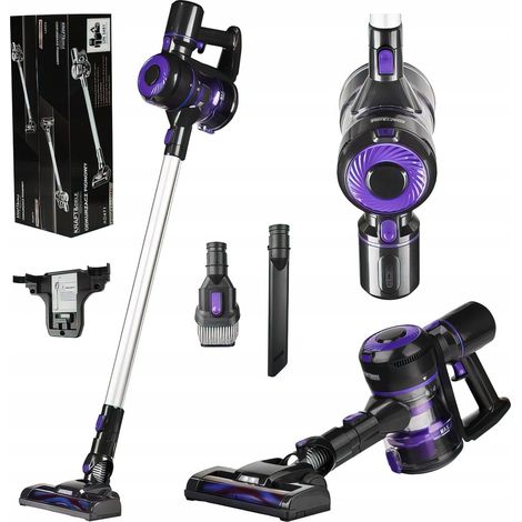 Kabelloser Bodenstaubsauger mit LED-Beleuchtung, 0,8 l, Lila, 2200 mAh, Kraft&Dele (1/5)