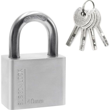 1 cadenas, acier inoxydable 304, étanche, 4 clés, antivol, pour vélo porte garage (1/4)