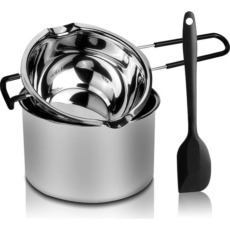 Fondoir en acier inoxydable pour faire fondre le chocolat, le savon, la cire et fabriquer des bougies (600 ml et 1600 ml) (1/5)