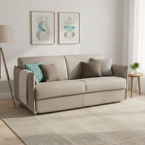 Divano Letto 3 Posti Gravere, Sfoderabile, Contenitore Made in Italy, Lavabile, 200x95 cm Grigio Tortora (1/5)