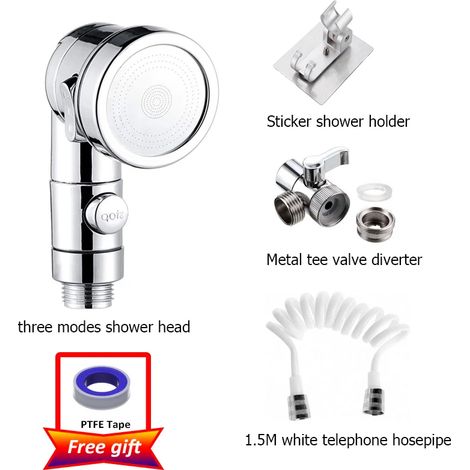 (Ensemble argenté A) Rallonge de robinet de cuisine avec pommeau de douche, adaptateur pour lavabo, ensemble séparateur, rallonge de robinet de salle de bain, ensemble de douche (1/5)