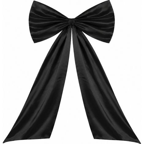 Grands nœuds en satin noir pour sapin de Noël, décoration de couronne, mur, porte ou cheminée.