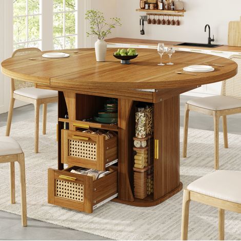 MEUBLIV Tavolo da pranzo allungabile 118/158 x 118 cm effetto legno con contenitore (1/5)