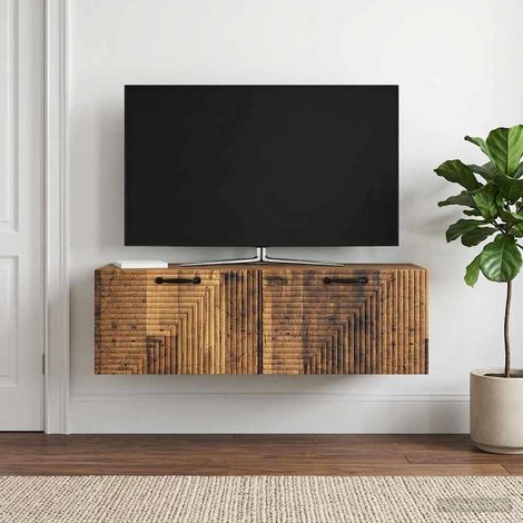 Wandmontierter TV-Schrank Altholz 98 x 41 x 30 cm Holzwerkstoff (1/5)