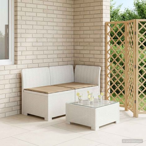 Canapé de Jardin 2 Places Aspect Rotin en Polypropylène Blanc avec Coussins Taupe, 20.38kg - PANGIVO (1/5)