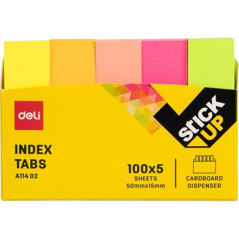 DELI Indices adhesivos 5x100h 50x12mm colores surtidos brillantes