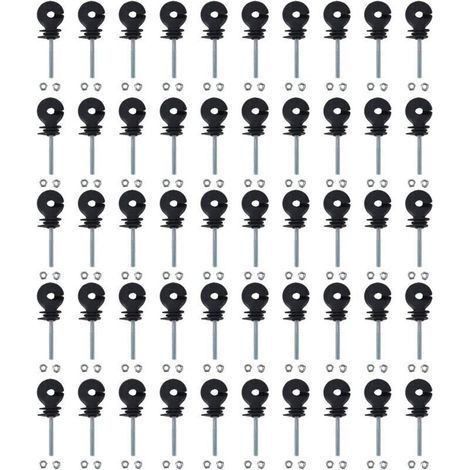 Lot de 50 isolateurs de clôture électrique,Isolateurs à Anneau à Visser Accessoires de Clôture Électrique Accessoires de système de Grille Tube isolateur annulaire pour élevage d'animaux (1/4)