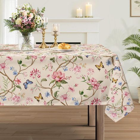 Nappe à fleurs 140x100cm rectangulaire facile d'entretien & infroissable
