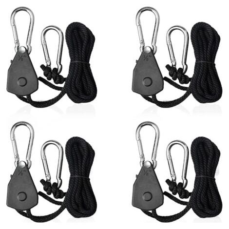 pezzi di corde a cricchetto regolabili con ganci da 1/8, tenditore per vela ombreggiante, corda a cricchetto per lampade o piante (1/4)