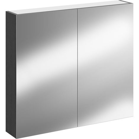 Napoli Nero Oak 800mm Wall Mounted Mirrored Cabinet (1/5)