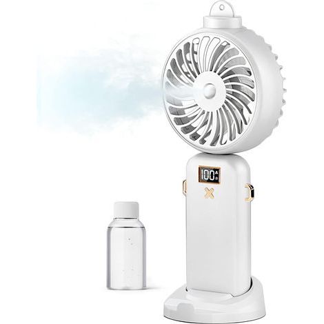 Ventilateur portable, mini ventilateur de poche avec brumisateur, batterie rechargeable 3000 mAh, 5 vitesses, pliable à 90°.-AquaForge (1/4)