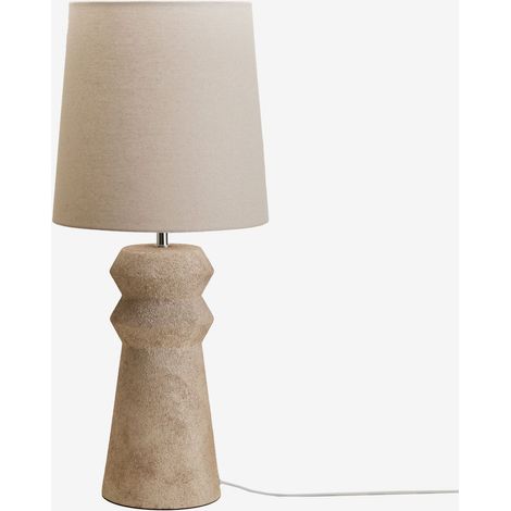 SKLUM 70 cm Tischlampe aus Keramik und Leinen Fornia Creme-Beige