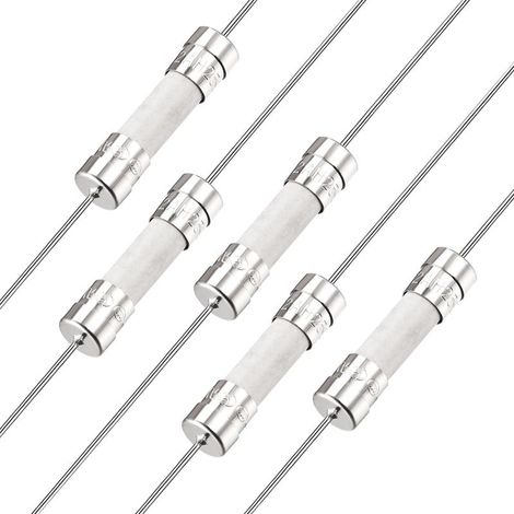 Coup Lent Fusible Temporisation Fil Conducteur Fusibles Céramique 5mm x 20mm 250V T2A 5Pcs (1/5)