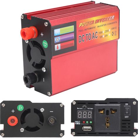 Convertisseur de puissance numérique intelligent 12 V CC vers 220 V CA pour voiture, 600 W, avec voyant LED. (1/5)