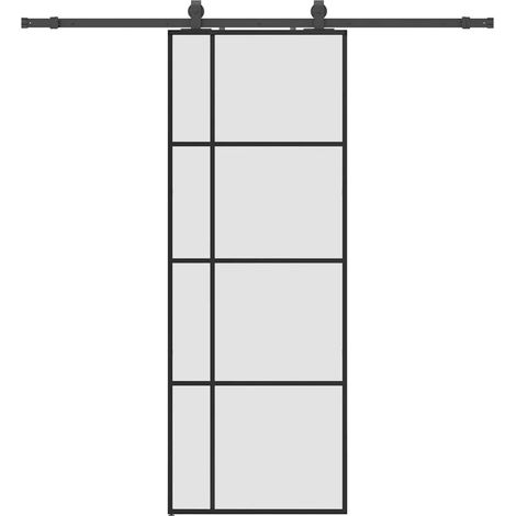 Maison Exclusive - Schiebetür mit Beschlag Schwarz 76x205 cm ESG-