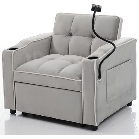 Sofá cama individual extensible 3 en 1 gris HOMVRA 83 x 167 x 76 cm (1/5)