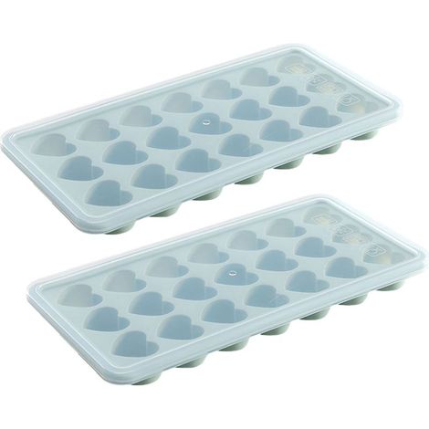 Herzförmige Eiswürfelform – aus flexiblem Kunststoff – gefrier-, kühlschrank- und spülmaschinenfest – 28 x 14 cm – 2 Stück (1/5)
