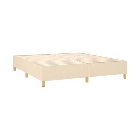 Sommier, matelas et éclairage LED style Snowco, couleur crème, 180 × 200 cm, tissu, tissu doux et respirant, éclairage led d’ambiance, idéal chambre à coucher, style moderne, montage simple (1/5)