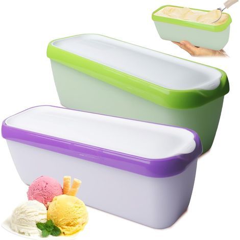 Set di 2 contenitori per il ghiaccio: 1,5 L - Secchiello per il ghiaccio riutilizzabile per conservare il gelato - Contenitore per alimenti per neonati - Contenitore isolato per (1/5)