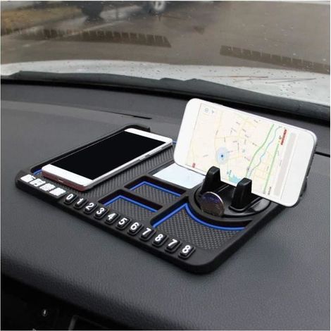 Tapis voiture,Tapis anti-dérapant pour voiture support de téléphone en silicone automatique support antidérapant - Type Black blue (1/4)