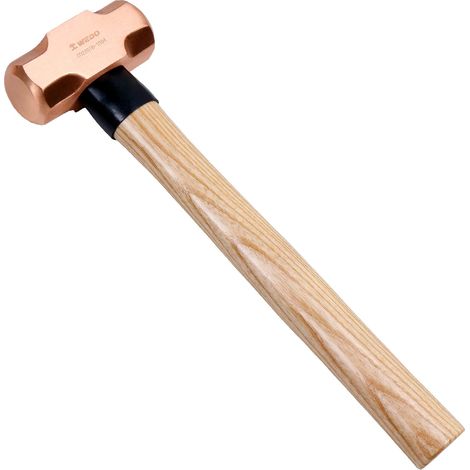 Marteau de luge en cuivre avec manche en bois, longue poignée droite, 35,6 cm de longueur, 0,9 kg (1/5)