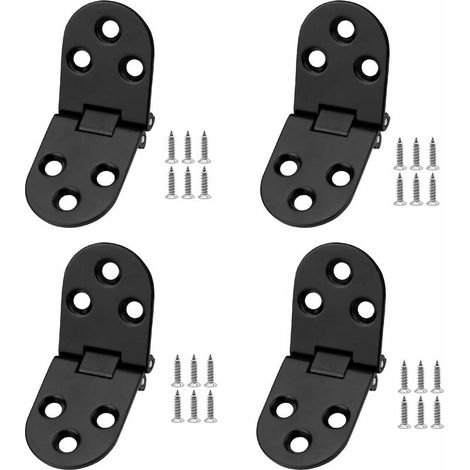 Lot de 4 charnières noires, charnières pliantes à 180°, pour table pliante, armoire, penderie, coffre en bois, meubles et autres articles de décoration. (1/5)