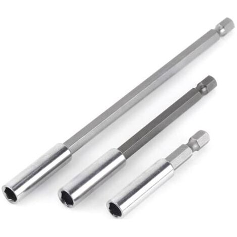 Porte Embouts Magnétique Extension de Vissage Tournevis Tige Hexagonal 60mm 100mm 150mm Rallonge Embout Visseuse（3Pcs 1/4"） (1/5)