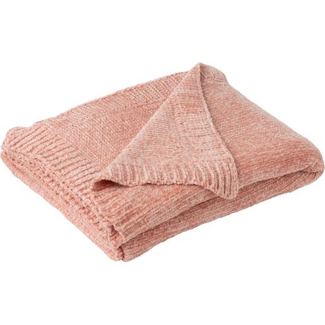 Plaid Uni Chenille "Bradly" 130x170cm Rose Clair