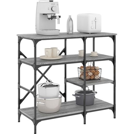 Bäckerregal Grau Sonoma 90x40x84 cm Holzwerkstoff und Metall
