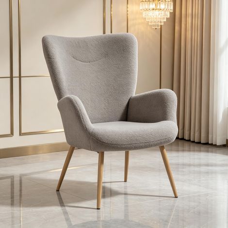 Butaca individual, Sillón moderno con respaldo alto y reposabrazos integrados, Sillón lounge con silueta curvada, para sala de estar, dormitorio o rincón de lectura (solo con sillón lounge) (1/5)