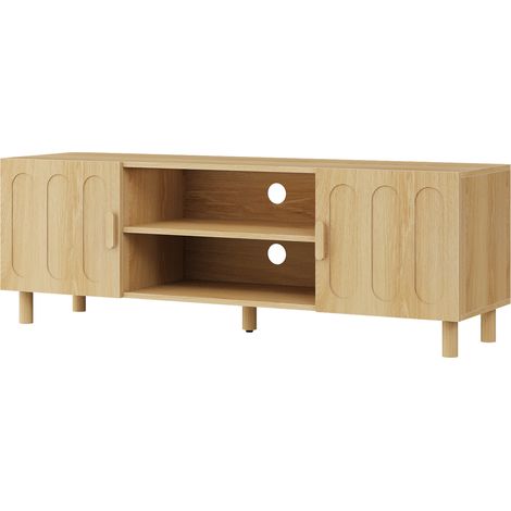 Meuble TV style cottage moderne, 140 cm, pour TV 55/65 pouces, rangement, en chêne, pour salon ou chambre (1/5)
