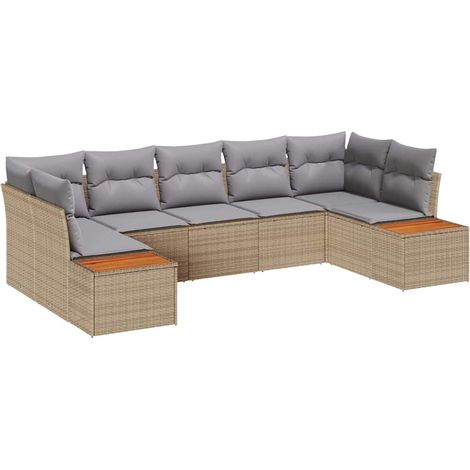 Maison Exclusive - Gartensofa-set mit Kissen 7 pcs Beige Poly-Rat