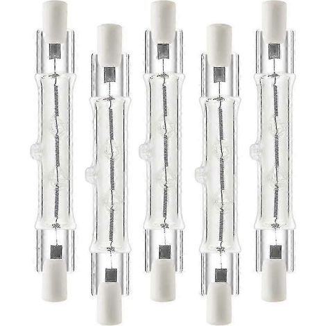 Lot de 5 ampoules halogènes linéaires R7s 118 mm 300 W 230 V - Lampe à intensité variable pour travaux de construction (1/5)