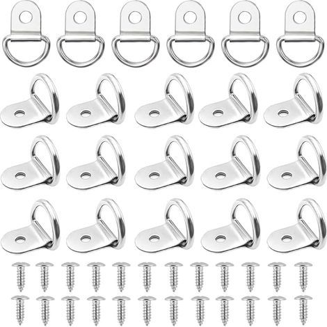 Lot de 20 anneaux d'arrimage pliables en acier inoxydable 304, anneaux d'arrimage pour remorque, crochet d'arrimage, avec 20 vis (1/5)
