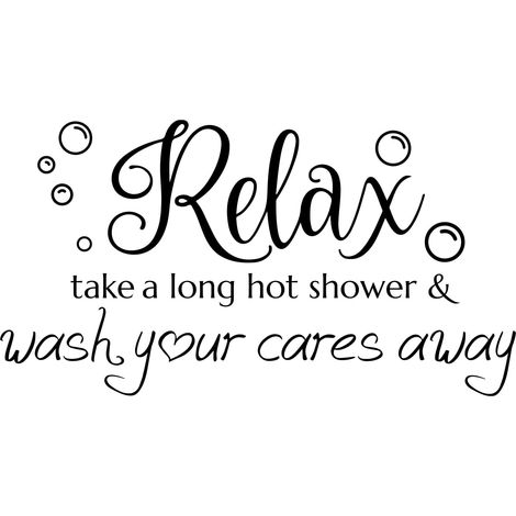 Stickers Muraux de Salle de Bain Relax Bubble Sticker Murals Prenez une Longue Douche Chaude Citations Vinyle Lettrage Stikers Murals pour Salle de Bain Noir Autocollants Décoratifs 33x58 cm (1/5)